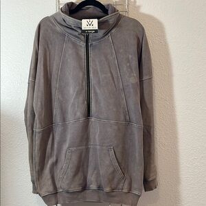 Michelle Mae Vintage Wash Gray3/4 Zip Sweatshirt